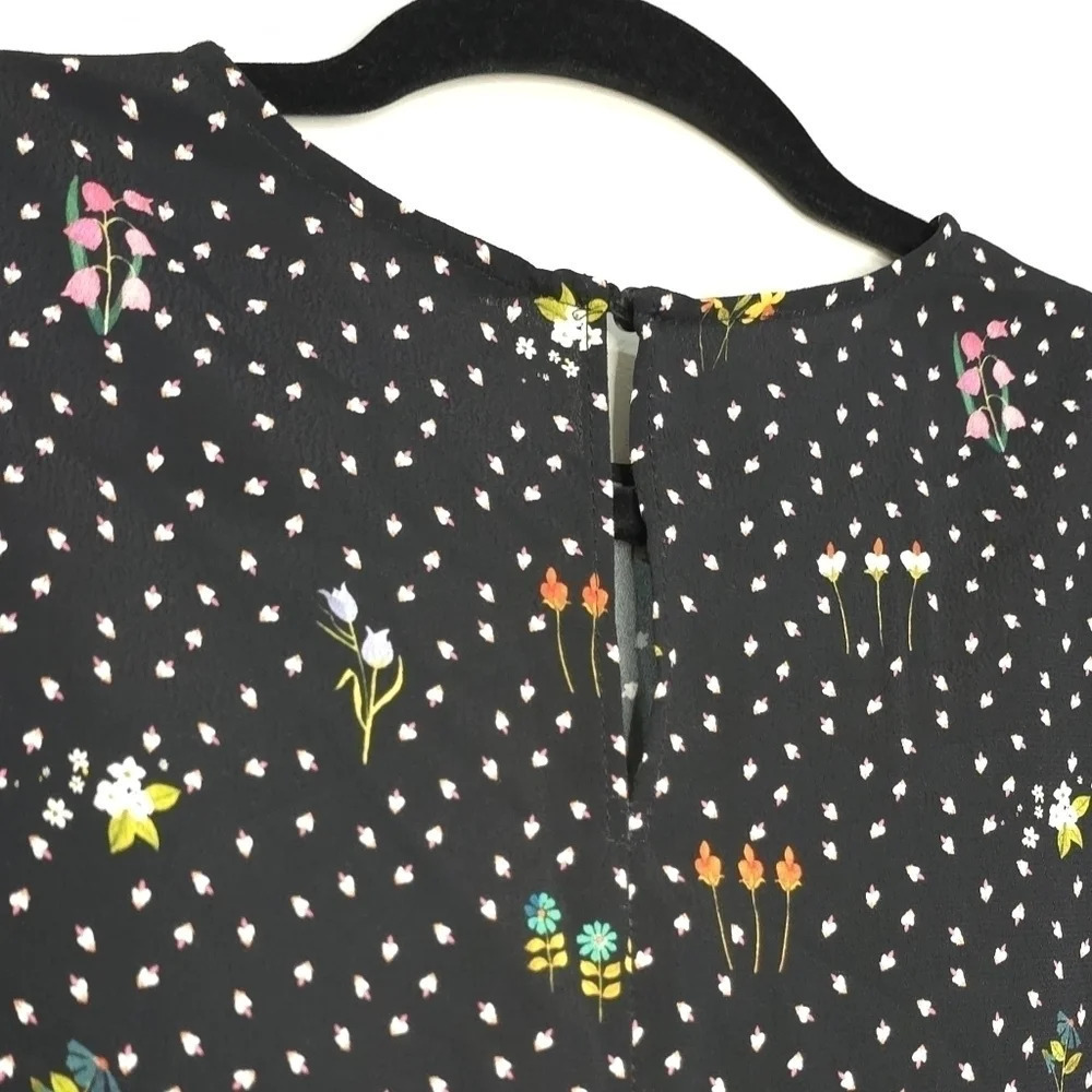 ZARA BASICS Short Sleeve Black Ditsy Floral Shift Dress with Pockets, Size S - Picture 6 of 15
